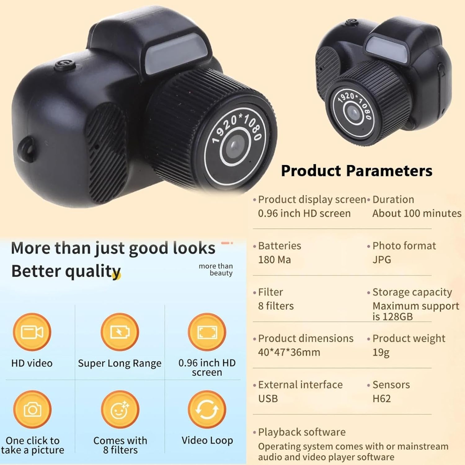 ,Mini Keychain Camera,Retro Mini Camera,Vintage Mini Camera with Screen, That Works (2PCS)